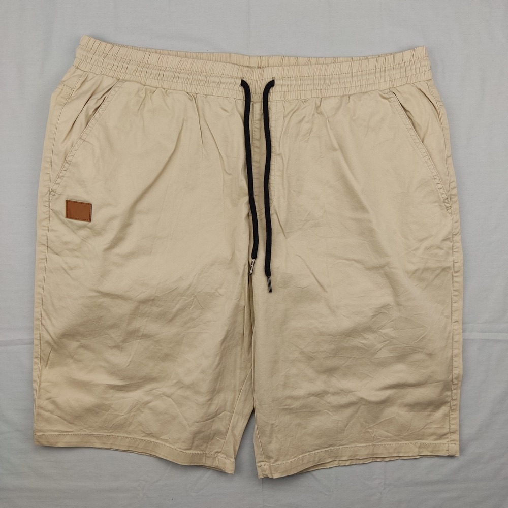 Unbranded Shorts Mens 42 Tan Khaki Chino Pull‎ On Elastic Waist Drawstring
